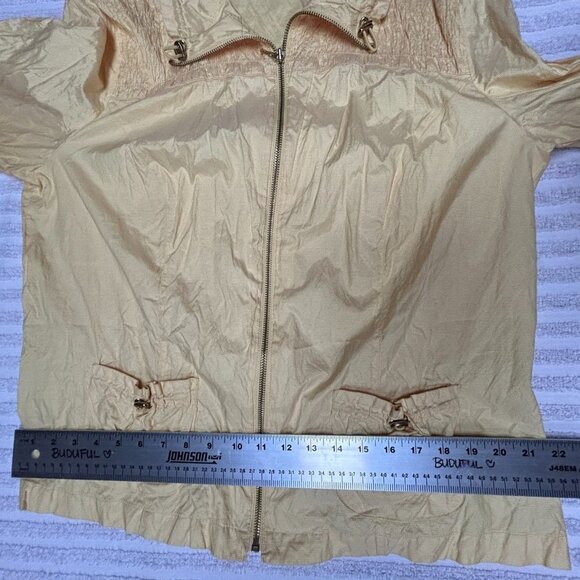 Zenergy by Chico's Womens Full Zip Windbreaker Jacket Ruched Yellow Size 3 / XL - Picture 6 of 8